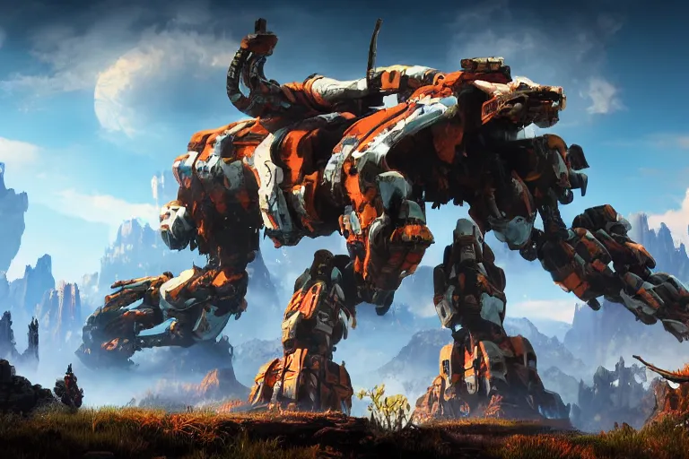 Image similar to tremortusk machine mecha animal beast robot of horizon forbidden west horizon zero dawn bioluminiscence global illumination ray tracing hdr fanart arstation by sung choi and eric pfeiffer and gabriel garza and casper konefal