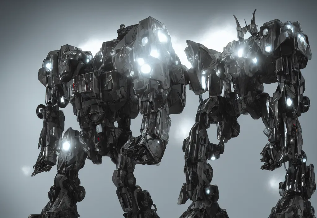 Image similar to mecha with the face of peron, photorealistic, film, cinematic lighting, octane tender, volumetric light, dark - art