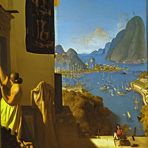 Image similar to rio de janeiro painted by johannes vermeer