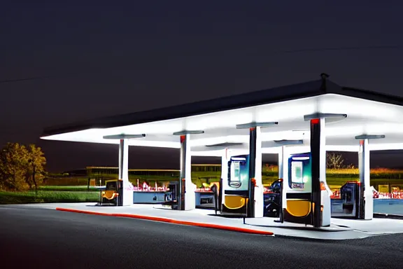 Image similar to a gas station at night