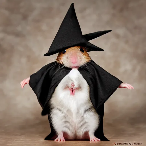 Prompt: hamster in dark lord robe