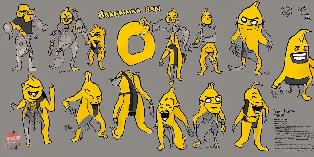 Image similar to character design sheet of the bananana man