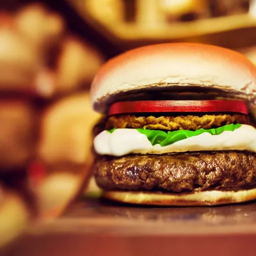 Image similar to talking hamburger, photo, detailed, 4k