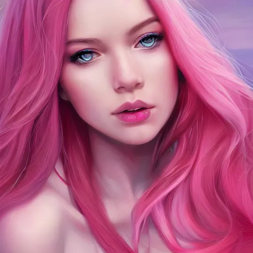 Image similar to teen girl, pink hair, gorgeous, amazing, elegant, intricate, highly detailed, digital painting, artstation, concept art, sharp focus, illustration, art by artgerm