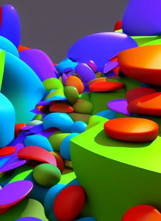 Prompt: colorful abstract vibrant '3D ENVIRONMENT'!!! 'blender cycles'!! viewport!! render, blender UI visible