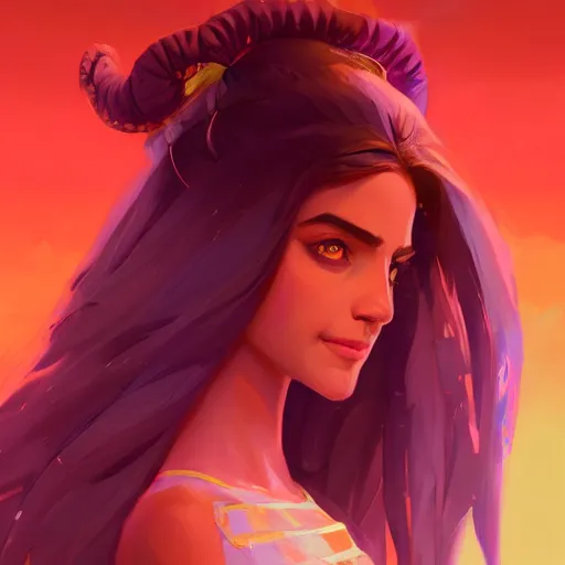 Image similar to portrait of a beautiful girl, maya ali mage, gloomhaven, dynamic lighting, gaudy colors, octane render aesthetic, matte painting concept art, official fanart behance hd artstation by jesper ejsing, by rhads and makoto shinkai and lois van baarle and ilya kuvshinov and rossdraws