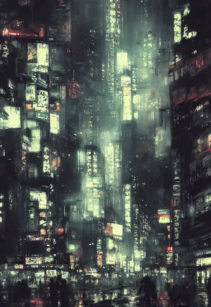 Prompt: shinjuku at night, concept art by Jeremy Mann