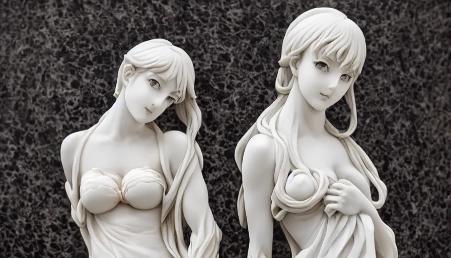 extremely beautiful anime girl marble statue in the, Stable Diffusion