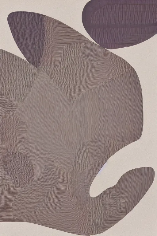 Prompt: abstract minimalist organic shape paper cut flat collage with line in the style of Matisse in muted sepia Colors on crisp white copy paper with negative space , ultra-hd , modern art style, renderman