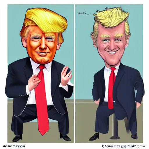 Prompt: hilarious caricature of donald trump