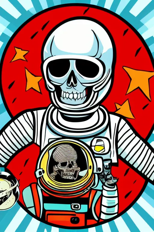 Image similar to A portrait of a skeleton as an astronaut in space, sticker, colorful, illustration, highly detailed, smooth and clean vector curves, no jagged lines, vector art, smooth