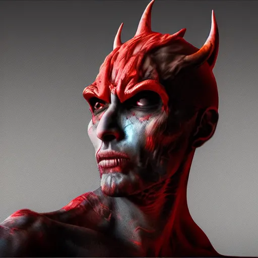 Prompt: Photorealistic devil king. Hyperdetailed photorealism, 108 megapixels, amazing depth, glowing rich colors, powerful imagery, psychedelic Overtones, 3D finalrender, 3d shading, cinematic lighting, artstation concept art