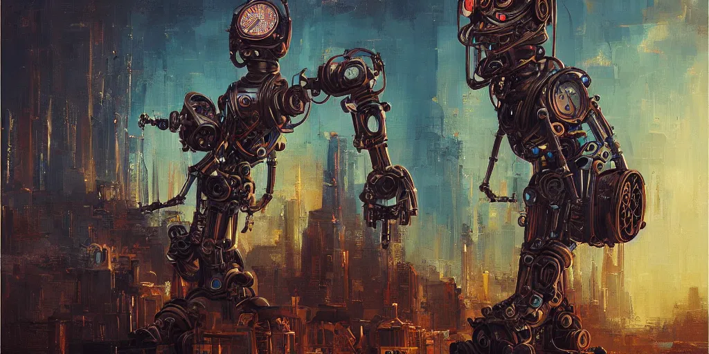 Prompt: a sinister fine - line sculpture of a steampunk robot by alena aenami in the style of baroque art, very, very aesthetic