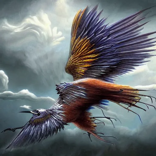 Prompt: a thunder bird, fantasy art, detailed, hyper realistic