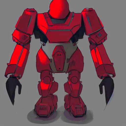 Image similar to concept art of aver sad heavy fat mech, red with a yelow star and made witth metal, looking down and bored, rain, photoshop, trending on artstation by alex ichim and evan leep and salvatorre yazzie, # mechanical design, # mecha, # digital 2 d, # character design