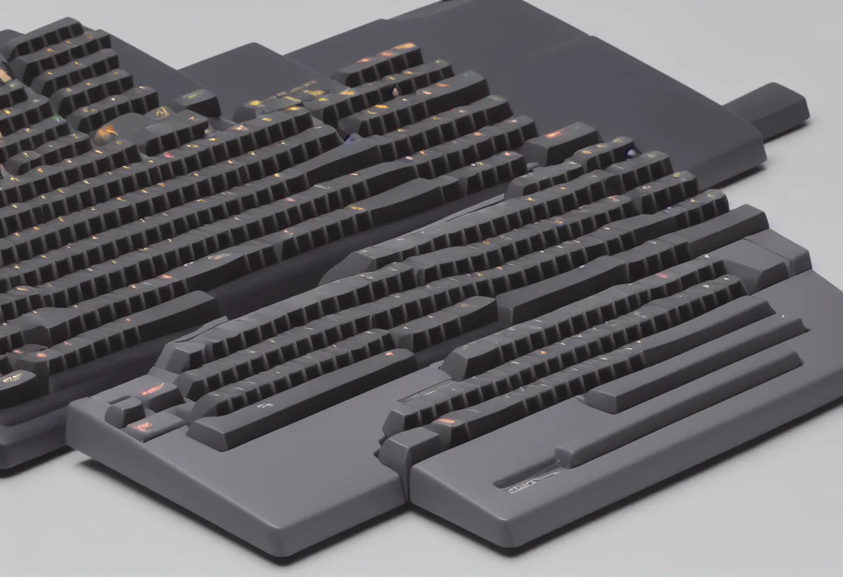 Prompt: the Atari 800 extra wide edition with over 500 keys on its keyboard