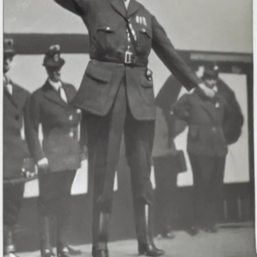 Prompt: 1930s photo of a officer T-Posing