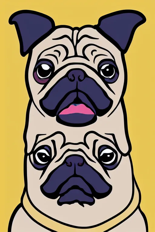 Prompt: Portrait of a pug as the pope, medieval, sticker, colorful, illustration, highly detailed, simple, smooth and clean vector curves, no jagged lines, vector art, smooth