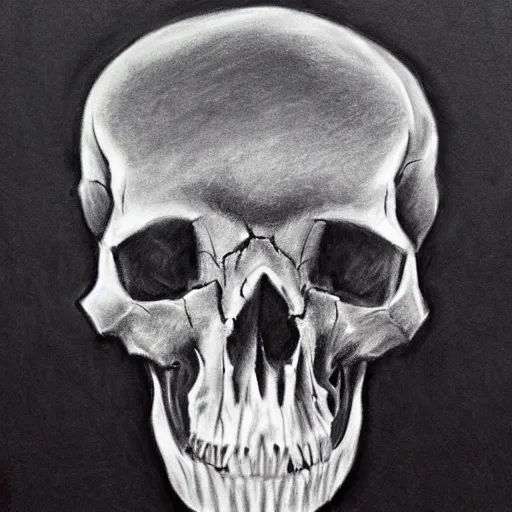 Image similar to Charcoal fine art sketch, animal skull