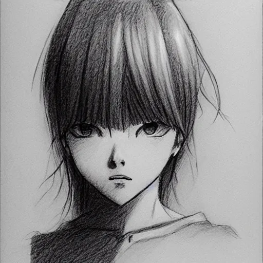 Image similar to a lonely girl by takehiko inoue. pencil sketch.