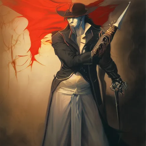 Image similar to portrait of Alucard Vampire Hunter Jean-auguste dominique ingres peter mohrbacher dave dorman castlevania sotn artwork tombow