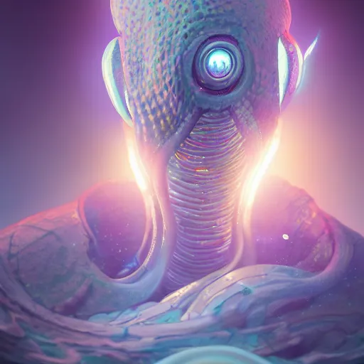 Image similar to A beautiful ultradetailed digital painting of a illithid, light effect, very detailed, by beeple, subject fully in frame, Makoto Shinkai, 4k, Trending on artstation, ultrawide lens
