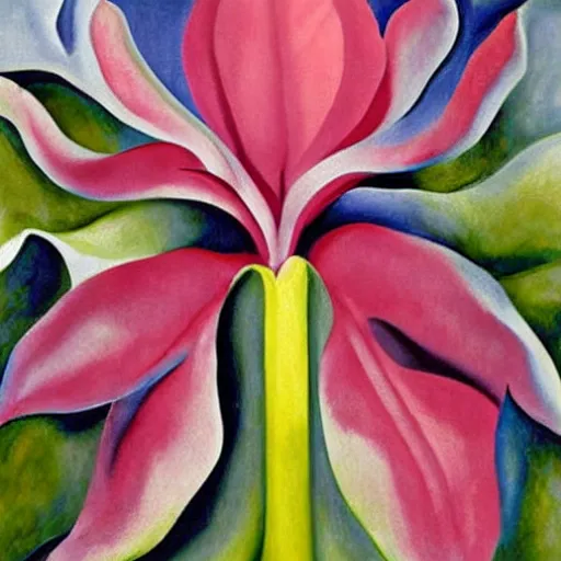 Image similar to georgia o'keeffe painting of a corpse flower