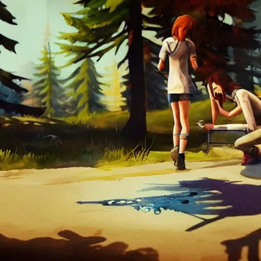 Image similar to the video game life is strange, watercolour