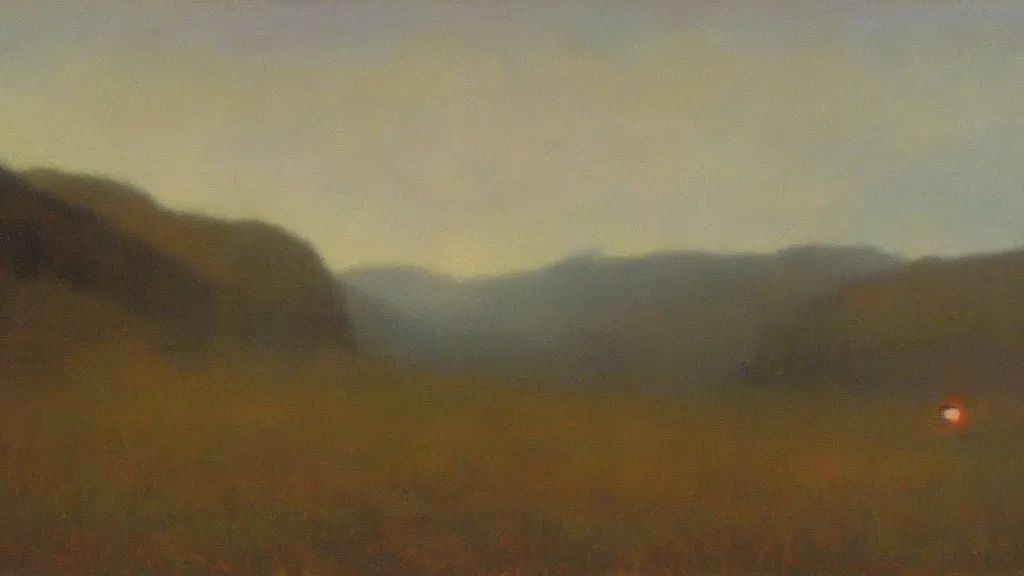 Image similar to tonalism nonviolent... is that a gun or a alpenglow? i really can't tell.