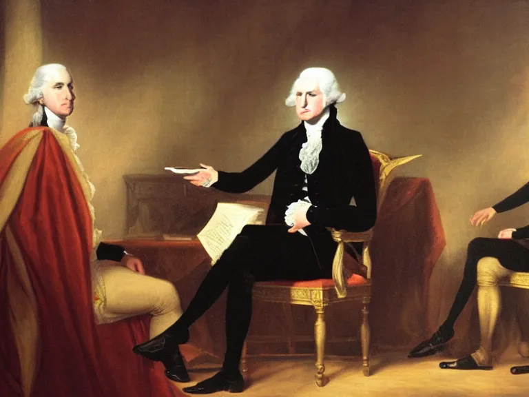 Image similar to George Washington being interviewed by Conan O’Brian; Late Night with Conan O’Brian