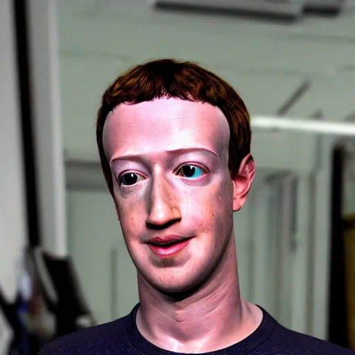 Prompt: mark zuckerberg as an eerie prototype uncanny valley android