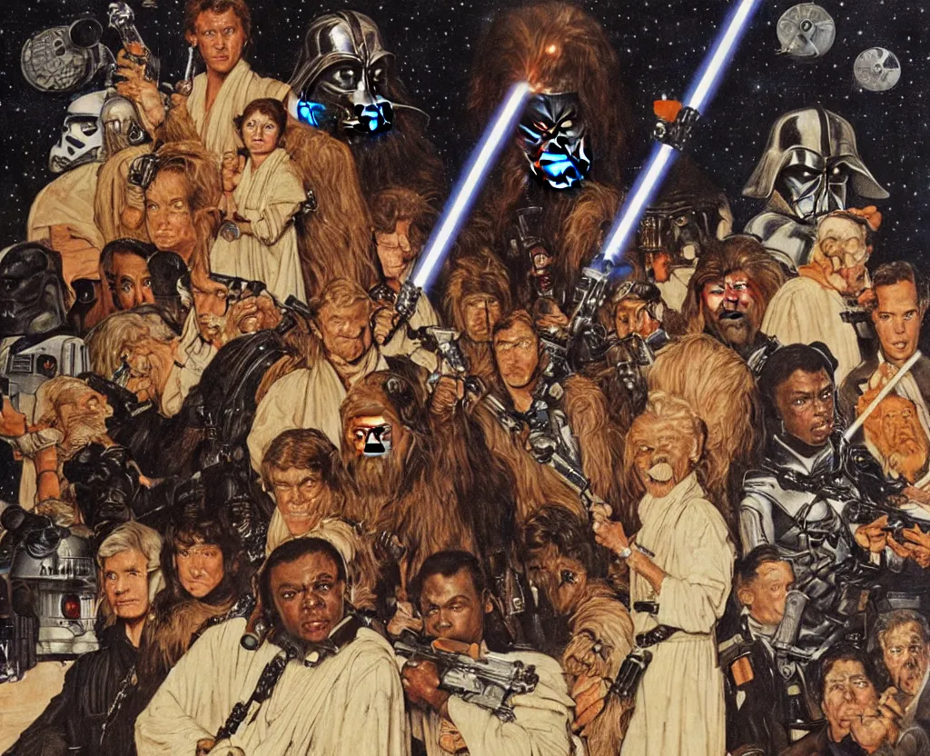 Image similar to star wars by norman rockwell, detailed painting, 8 k