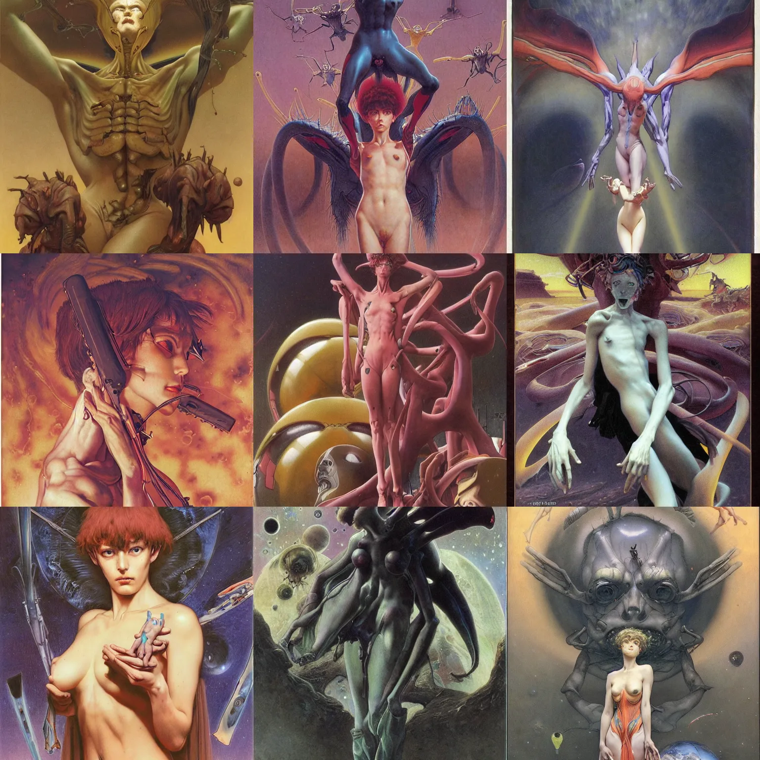 Prompt: neon genesis evangelion by wayne barlowe, by gustav moreau, by goward, by gaston bussiere, by roberto ferri, by santiago caruso, by luis ricardo falero, by austin osman spare, by saturno butto