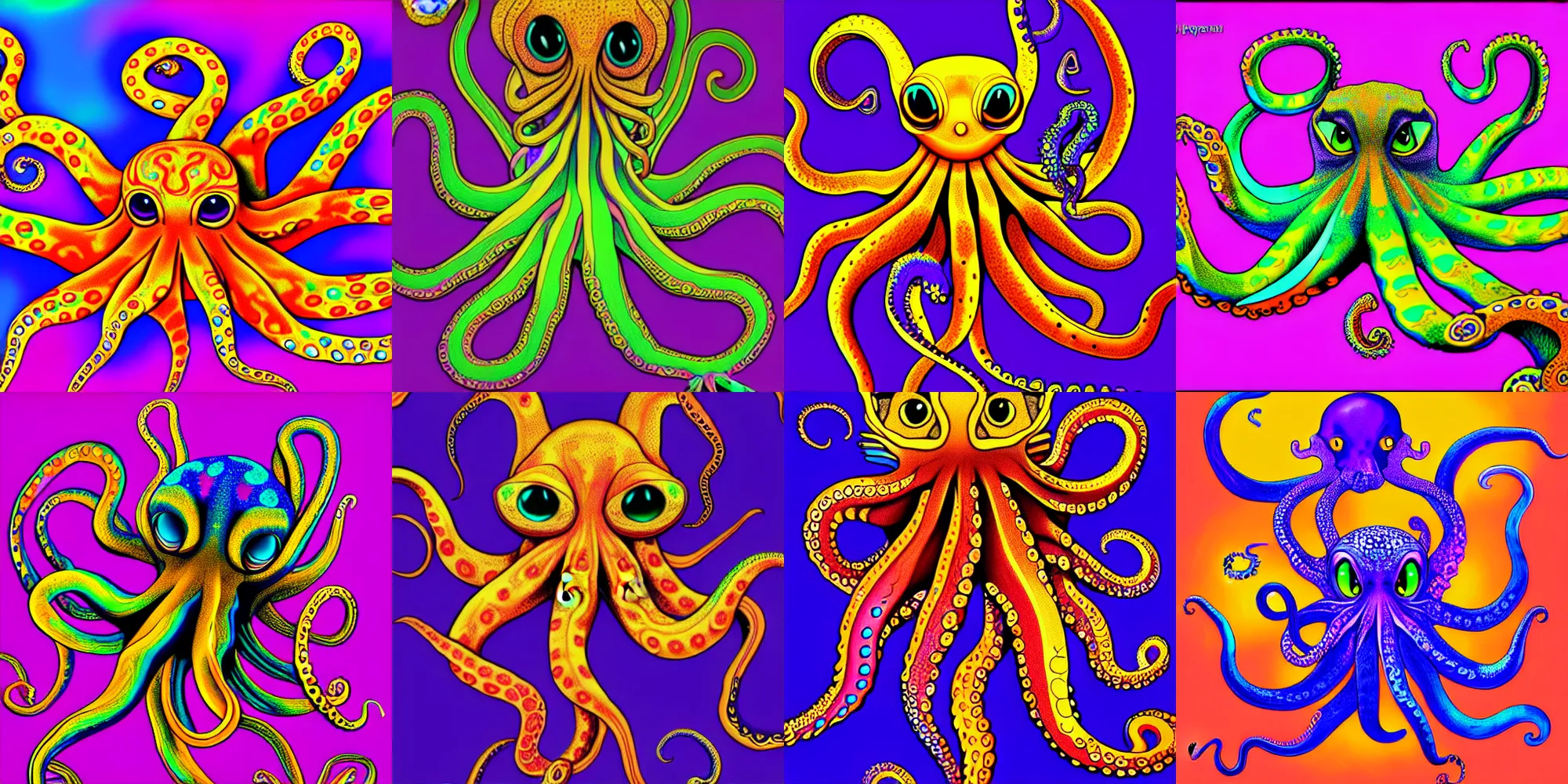 Prompt: psychedelic highly detailed octopus cat chimera, 4 k, octopus cat, digital painting, matte finish, kitten