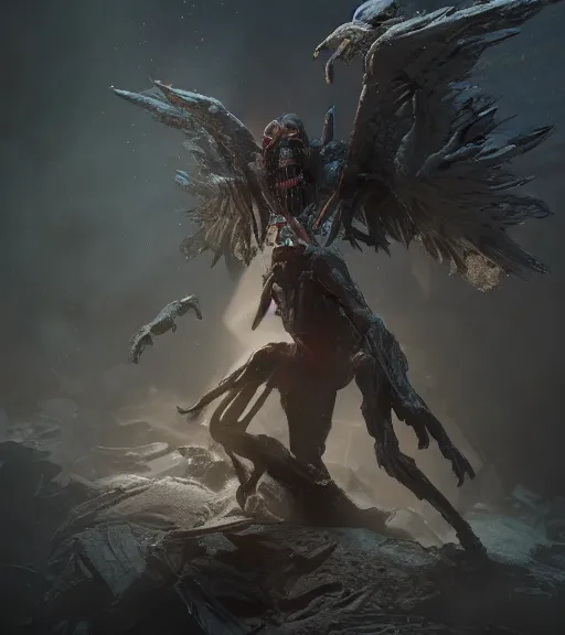 Image similar to ashes to ashes, dark presence of the death angel by pascal blanche, craig mullins, steven belledin, digital painting, sharp focus, octane render, 8 k, hyper detailed.