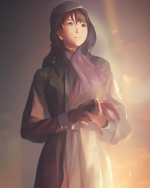 Image similar to a female preacher, full shot, atmospheric lighting, detailed face, by makoto shinkai, stanley artgerm lau, wlop, rossdraws