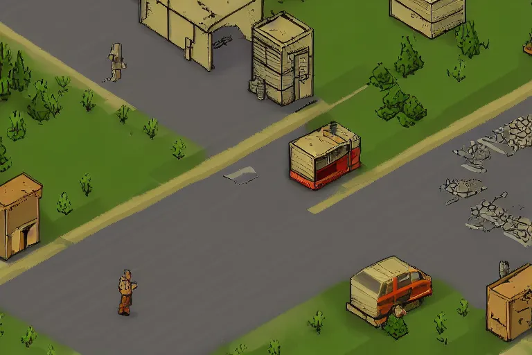 Image similar to jesus in project zomboid, in - game screenshot, isometric, video game