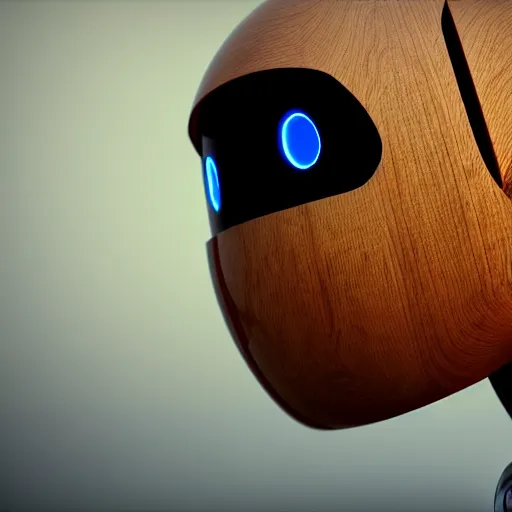 Prompt: a cute little robot in wood. super realistic 8 k render of a dark hooded powerful elegant, cinematic composition