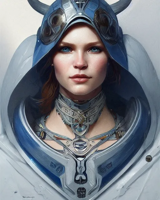 Prompt: portrait of viking, spacesuit, blue eyes, real life skin, intricate, elegant, highly detailed, artstation, concept art, smooth, sharp focus, art by artgerm and greg rutkowski and alphonse mucha