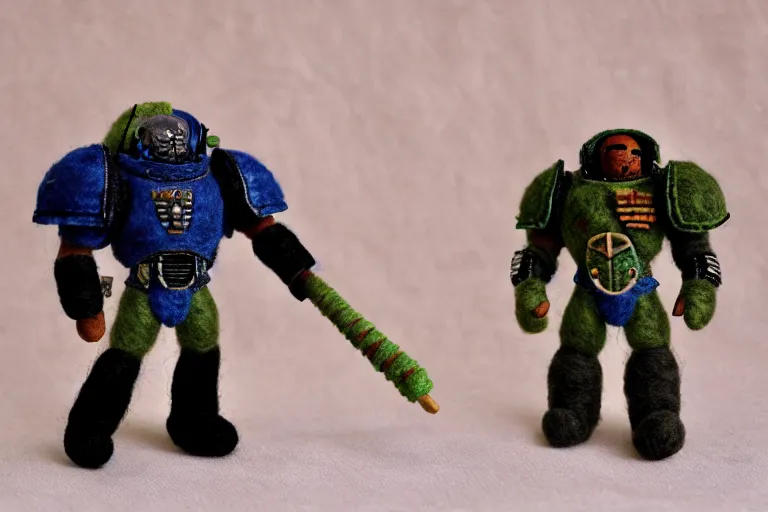 Image similar to needle felted warhammer space marine