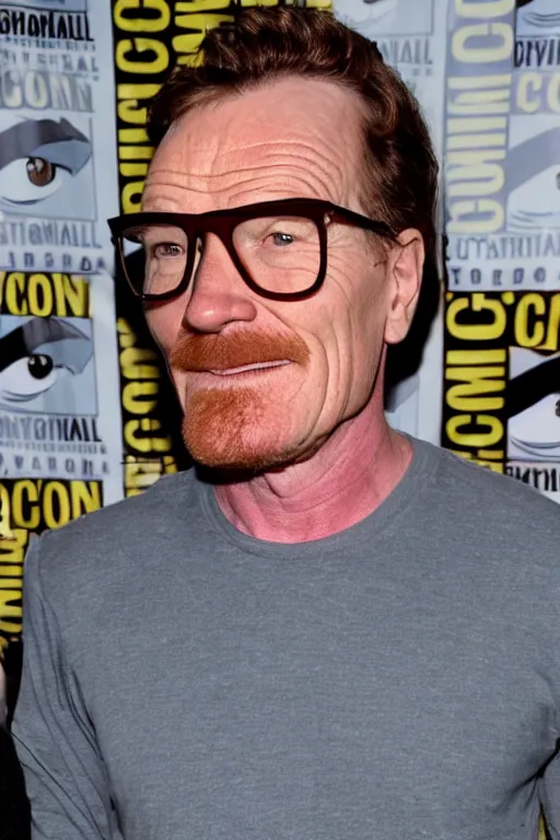 Prompt: Bryan Cranston dressed up as Hermione Granger at ComicCon