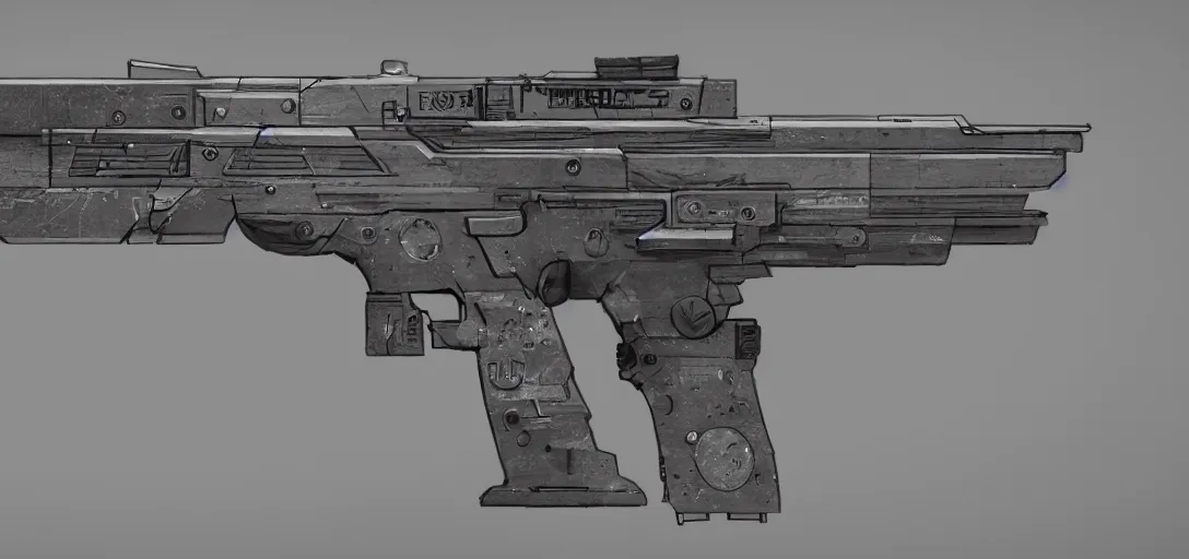 Image similar to Laser Blaster Concept Art, mono background, 8k photorealistic, HD, high details, trending on artstation