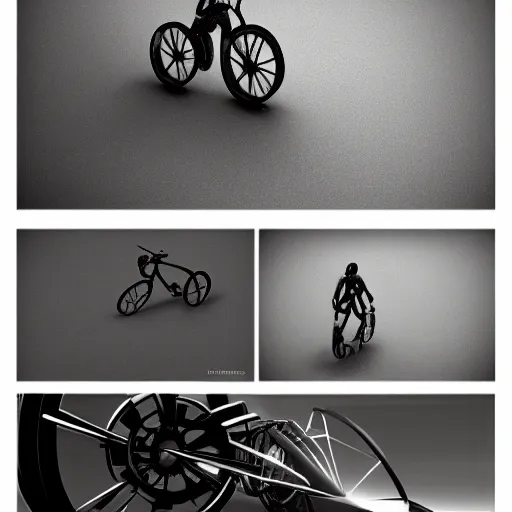 Prompt: humanoid on futuristic single wheel bicycle artstation not detailed unreal