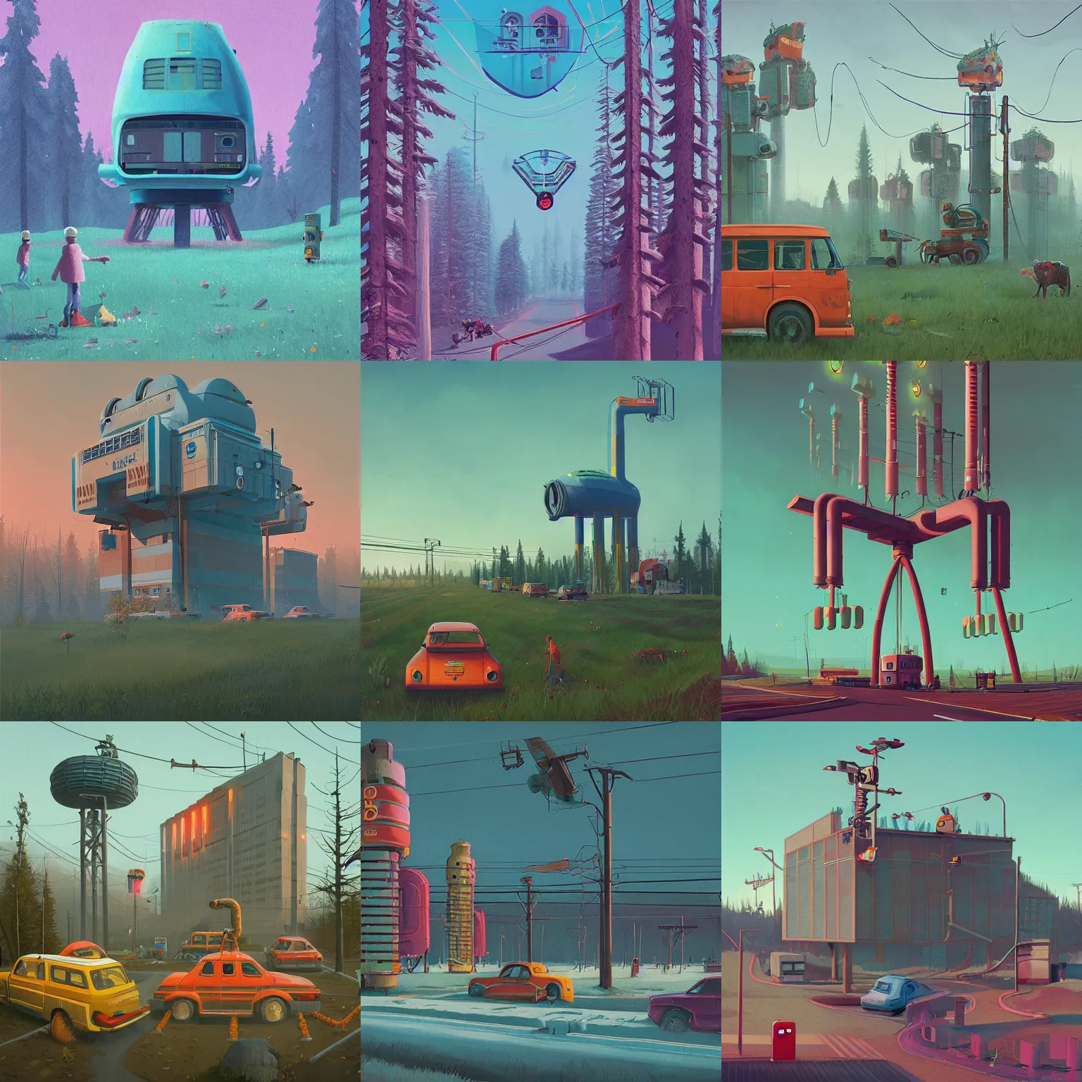 Prompt: simon stalenhag by cat cute