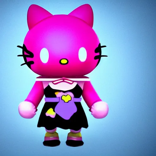 evil hello kitty holding a spiky baseball bat, 3d, Stable Diffusion