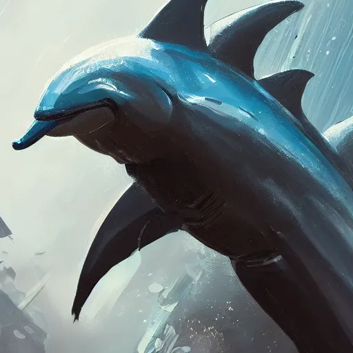 Image similar to concept art by jama jurabaev, brush stroke, cyborg, dolphin, trending on artstation, high quality, extremely detailed