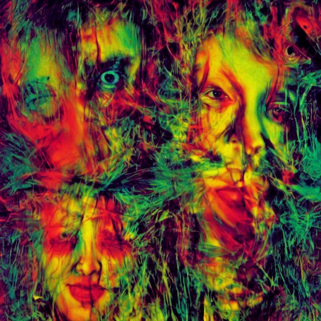 Image similar to award winning photo of a lsd trip, vivid colors, dilated pupils, frantic, symmetrical face, beautiful eyes, studio lighting, wide shot art by sally mann & arnold newman