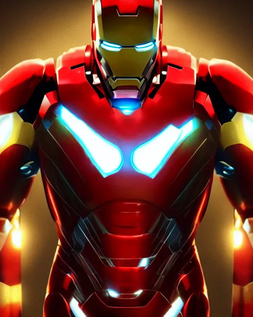 Image similar to ironman in a christmas themed suit, dynamic lighting, fantasy concept art, trending on art station, stunning visuals, creative, cinematic, ultra detailed