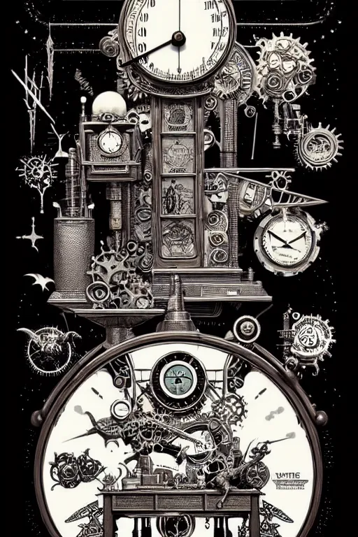 Image similar to a majestic steampunk alchemists weighing scale, furniture, high details, bold line art, by vincent di fate and joe fenton, inking, etching, screen print, masterpiece, trending on artstation, sharp, high contrast, hyper - detailed,, hd, 4 k, 8 k