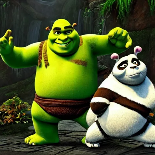 Prompt: shrek as kung fu panda